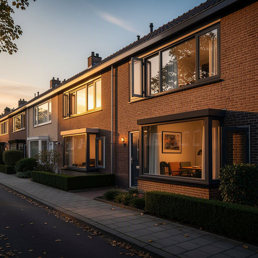 Witte kunststof draaikiepramen met HR++ glas in een rijtjeshuis