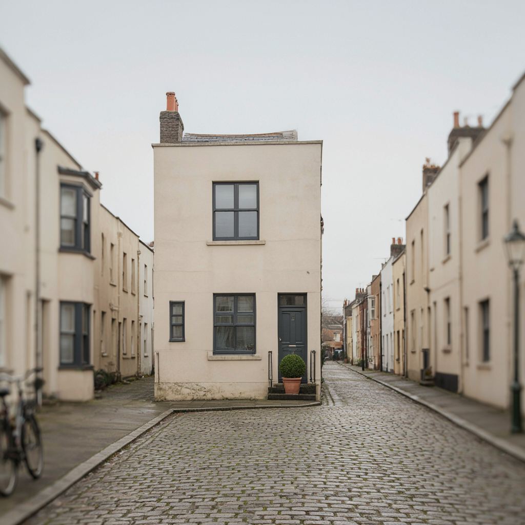 Karakteristiek rijtjeshuis met strakke antracietkleurige kunststof kozijnen in een lommerrijke Laarder straat