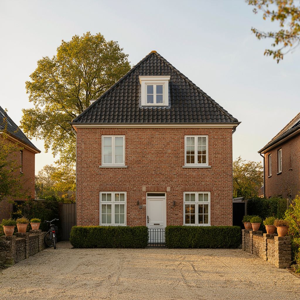Vrijstaande woning aan het water in Kortenhoef met nieuwe kunststof kozijnen in antraciet en een strak aangelegde tuin